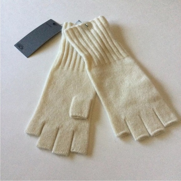 NORDSTROM RACK WOMENS CASHMERE FINGERLESS GLOVES IN IVORY OS NWT - Picture 2 of 5